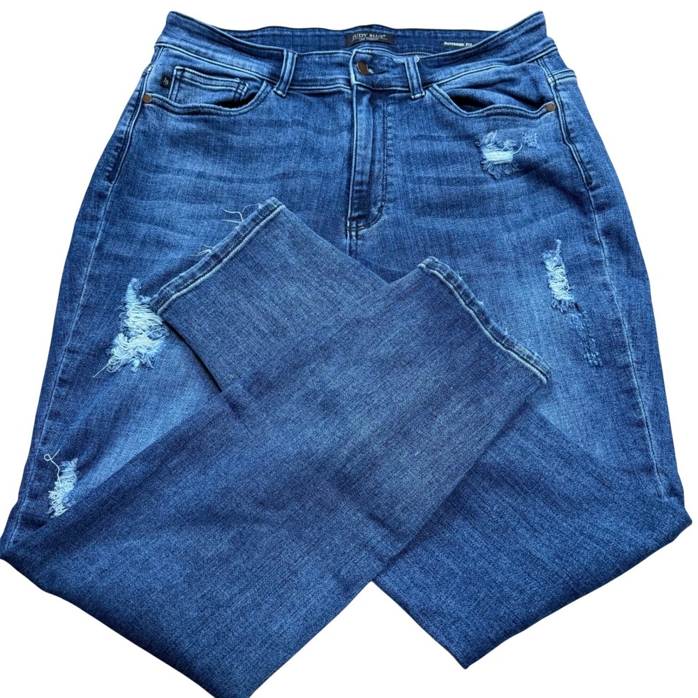 Judy Blue Boyfriend‎ Jeans Womens 14W Distressed Denim Edgy